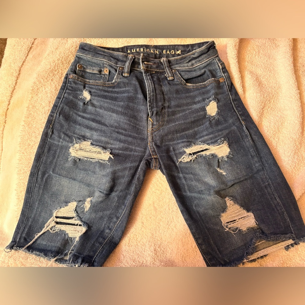 American Eagle Outfitters Women’s Ripped Denim Bermuda Shorts